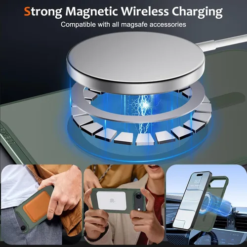 Vista 812 de Anuck - Funda magnética para iPhone 11 compatible con MagSafe, carcasa trasera mate translúcida dura, borde de TPU, delgada, resistente a impactos