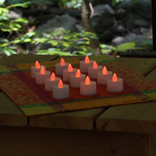 Vista 6 de LumaBase Velas de té a pilas, color morado, juego de 12 Púrpura