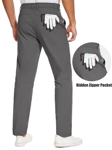 Vista 4 de SPECIALMAGIC Pantalones de golf para hombre, elásticos, ajustados, ligeros, con bolsillos con cremallera
