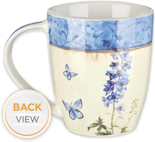 Vista 6 de Christian Art Gifts Taza de café de cerámica con diseño de mariposa azul, 12 onzas, apta para microondas y lavavajillas, taza de café y té