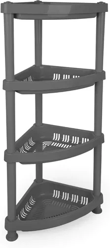 Vista 3 de Mintra Home - Estantes de almacenamiento de plástico ligeros, estanterías, almacenamiento (negro, estante rectangular) - 18.5 pulgadas de ancho x
