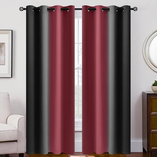 Vista 13 de SimpleHome Cortinas degradadas degradadas para oscurecer la habitación de 36 pulgadas de largo para dormitorio, con ojales y bloqueo de luz Negro