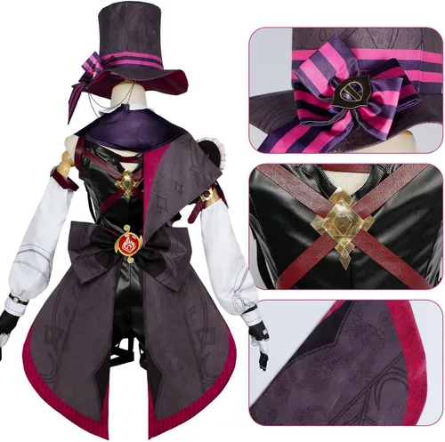 Vista 8 de YJCOS Fontaine Lynette - Disfraz de cosplay para mujer, vestido de Halloween, uniforme con cola