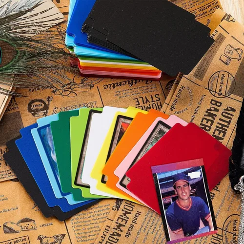 Vista 6 de 100 separadores de tarjetas intercambiables, separadores de tarjetas de plástico, separador multicolor esmerilado con pestañas, vertical estándar