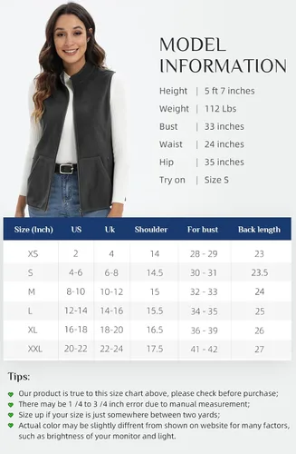 Vista 5 de Xeoxarel Chaleco de forro polar para mujer con 6 bolsillos XS-2XL