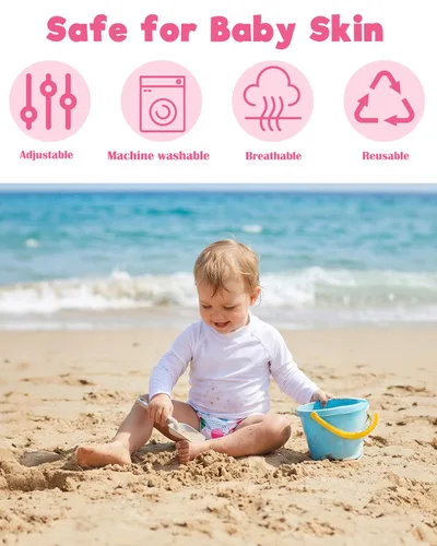 Vista 3 de ALVA Pañales de natación BABY 2 piezas reutilizables para bebé niña de 0 a 8 meses, pañales de natación ajustables a presión lavables para piscina