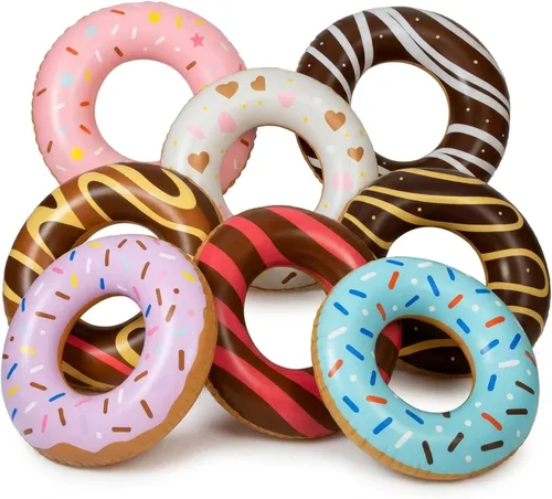 Vista 8 de Playbees Donut Pool Floats - 20 Inch - Inflatable Floaties for Kids - Summer Water Toys