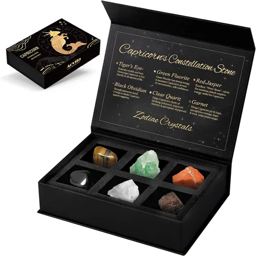 Vista 32 de Conjunto de regalo de cristales de Acuario, signos del zodiaco, piedras de nacimiento de cristales curativos con caja de horóscopo, cristales