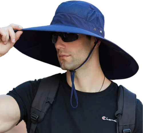 Vista 7 de Leotruny Sombrero de pescador de ala súper ancha UPF50+ sombrero impermeable para pesca, senderismo, camping