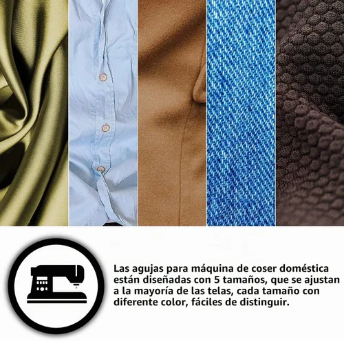 Vista 4 de WILLBOND 30 agujas universales para máquina de coser, 5 tamaños, color Color brillante