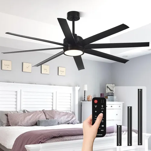 Vista 17 de Ventiladores de techo modernos con luces, ventilador de techo de 72 pulgadas con control remoto para dormitorio, sala de estar, cocina, biblioteca