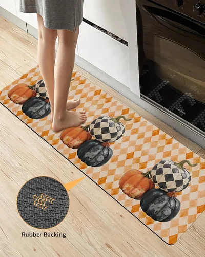 Vista 3 de Tapete de baño con diseño de flores de calabazas, antideslizante, de secado rápido y absorbente, de tierra de diatomeas, para ducha, fregadero