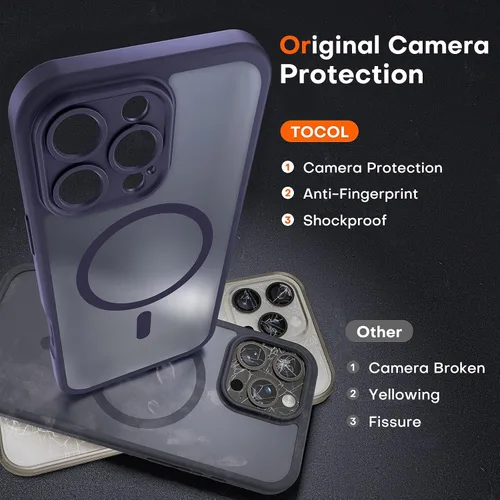 Vista 786 de TOCOL Funda para iPhone 11, compatible con Magsafe, protección completa de cámara, imanes integrados, protección contra caídas, funda translúcida