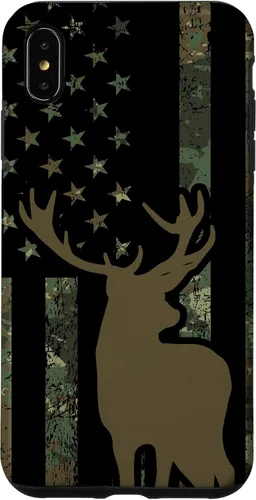 Vista 10 de Funda de camuflaje para iPhone 13 con diseño de alce y caza de bandera americana