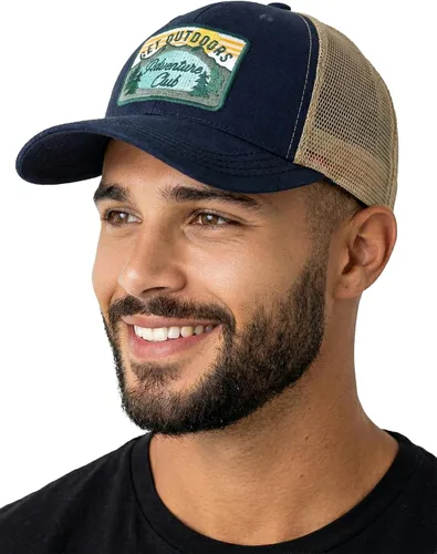 Vista 21 de Funky Junque Gorra de béisbol para hombre y mujer, diseño de camionero, con cierre de malla, ajustable, retro, transpirable Birdie Blitz - Beige
