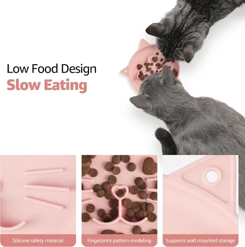 Vista 2 de Coomazy Alimentador lento del rompecabezas del animal doméstico del silicón Rosa