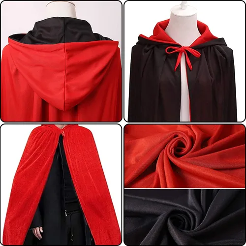 Vista 7 de SZCXTOP Capa de vampiro de Halloween de 59 pulgadas, unisex, para adultos o niños, reversible, para fiestas y disfraces de cosplay