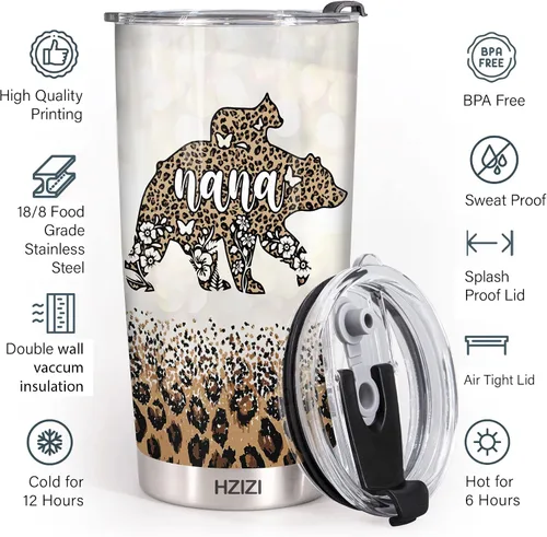 Vista 7 de Vaso de 20 onzas con tapa para abuela, regalo para el día de la madre, para abuela, abuelita, oso solo las mejores mamás se promted to nana