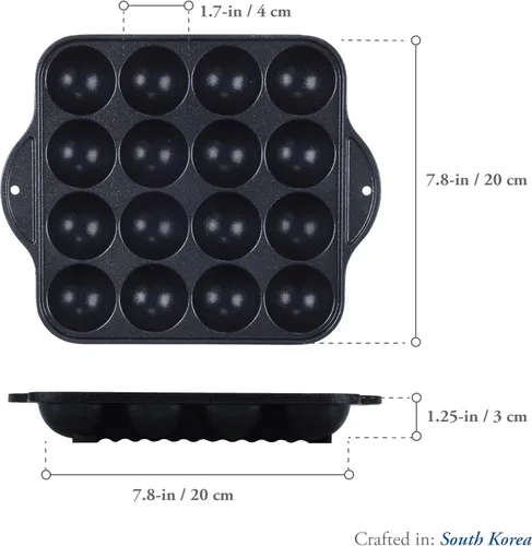 Vista 6 de CookKing - Sartén antiadherente TAKOYAKI para parrilla/placa de cocción, fabricada en Corea