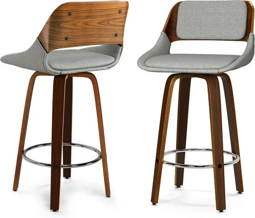 Vista 12 de SIMPLIHOME Randolph Taburetes de mostrador (juego de 2) – asientos de cocina tapizados de madera curvada de 28 pulgadas de altura de asiento