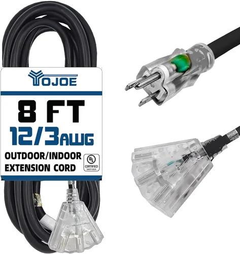 Vista 20 de YOJOE Cable de extensión de 3 salidas para interiores y exteriores con extremo iluminado, cable de alimentación de 3 clavijas 15A resistente a
