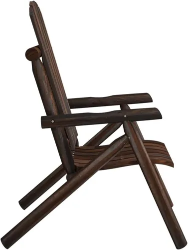 Vista 5 de Solid Spruce Wood Garden Chair Burned Wood Look Ergonomic Design Durable Outdoor Seating Rectangular Shape 33.9x26.8x40.6 in Brown for Patio Balcony