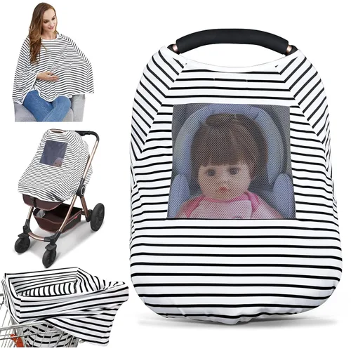 Vista 7 de Funda de lactancia para bebé y poncho de lactancia, cubierta multiusos para toldo de asiento de automóvil, cubierta de carrito de compras, cubierta