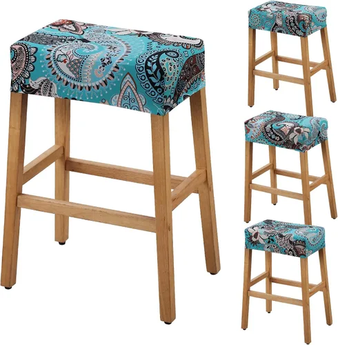 Vista 27 de YISUN Fundas de taburete rectangulares, paquete de 2 fundas elásticas impermeables para asiento de silla de montar, taburetes de bar, sillas de bar