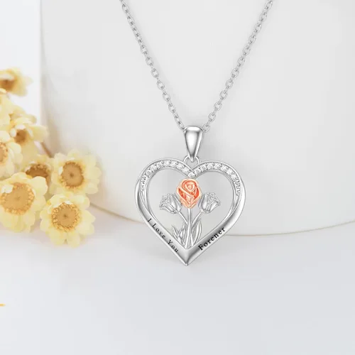 Vista 5 de WINNICACA Collares de plata de ley para mujeres y niñas, tulipanes, girasol, rosa, loto, margarita, colibrí, cardenal rojo, búho, joyería de regalo