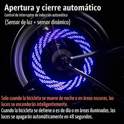 Vista 3 de DAWAY Luz de vástago de válvula de neumático de bicicleta A08 – Luces LED impermeables para rueda de bicicleta, lámpara intermitente de neón que