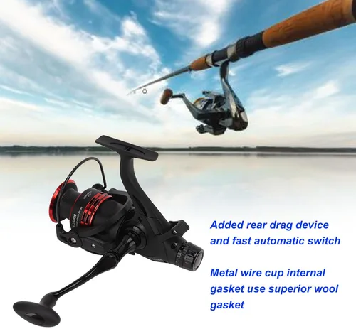 Vista 5 de Alomejor Carrete delantero trasero doble perilla de arrastre Pesca carrete de arrastre 9+1BB 4.7:1 taza de alambre de metal para depósito de pesca