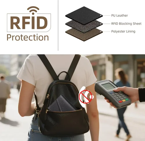 Vista 66 de Zoppen - Billetera de viaje con bloqueo RFID multiusos (Ver.4) Portatarjetas de pasaporte y vacunas, organizador de documentos de tres pliegues