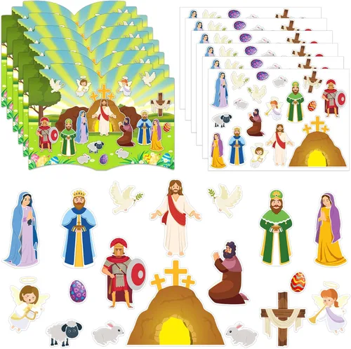 Vista 9 de FaCraft Pegatinas de Belén para niños, 24 hojas, manualidades religiosas Multi-1