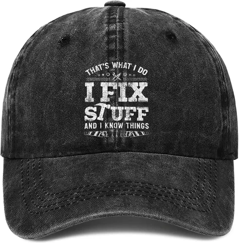 Vista 16 de I Fix Things Hat, I Fix Stuff and Know Things Sombrero para hombres, Thats What I Do I Fix Stuff Hat, Hat I Fix Stuff 8 (negro)