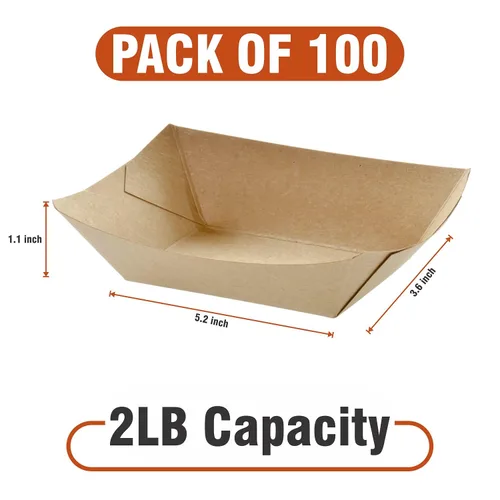Vista 7 de Bandejas de papel kraft natural de 2 lb - Paquete de 100