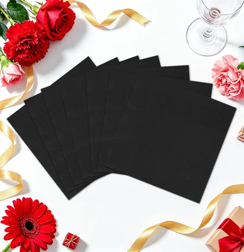 Vista 6 de Servilletas de cóctel negras de 2 capas, servilletas de bebidas, servilletas de postre, servilletas de papel desechables para bodas, fiestas