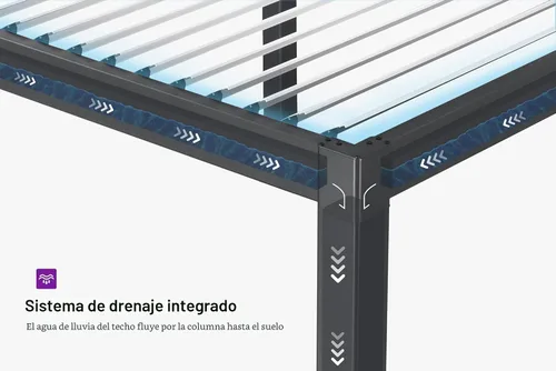 Vista 5 de PURPLE LEAF - Pergola con listones de 11 x 18 pies, marco de aluminio blanco para patios