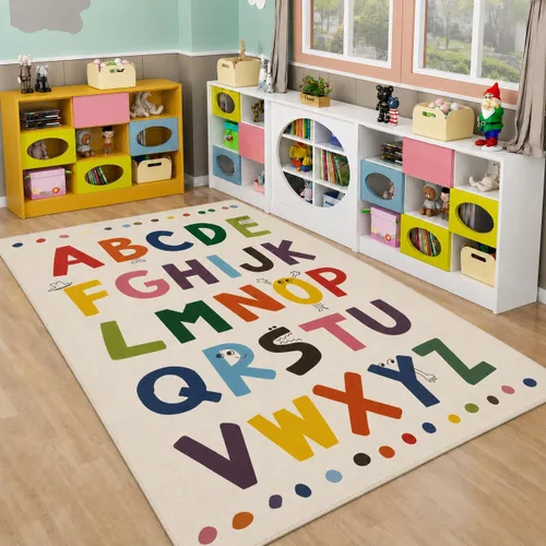 Vista 3 de Alfombras grandes ABC para niños de 2 x 3 pies, para jardín de infantes y preescolar, aprendizaje educativo del alfabeto, alfombras de área