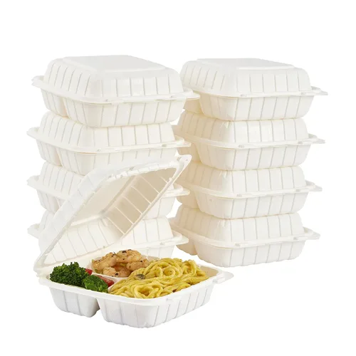 Vista 14 de FULING 100 unidades de contenedores desechables de plástico transparente con bisagras para llevar alimentos, 15 cm de ancho, envases desechables