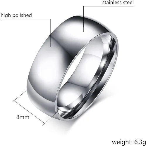Vista 2 de TTVOVO Anillo para hombre de 0.079 in, 0.157 in, 0.236 in, 0.315 in, acero inoxidable, anillos simples para hombres, mujeres, niños y niñas, anillos