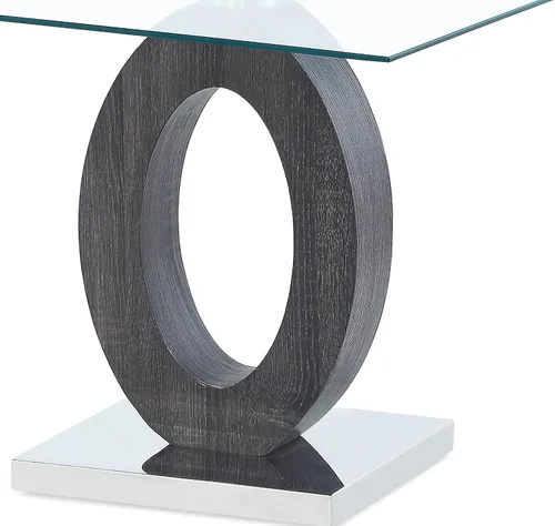 Vista 4 de Global Furniture USA Mesa auxiliar gris transparente de forma ovalada