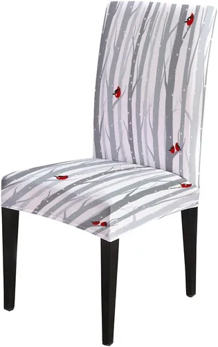 Vista 192 de CAPSCEOLL Christmas Dining Chair Covers,Snowflakes Festive Winter Pattern Stretch Chair Covers for Dining Room Set of 2 Washable Spandex Parson