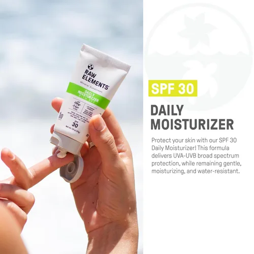 Vista 3 de Raw Elements Daily Lifestyle - Tubo hidratante de bioresina - SPF 30, protección UVA-UVB, no nano zinc, apto para arrecifes, resistente al agua, 1.8