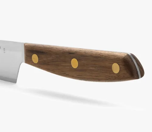 Vista 3 de Arcos Cuchillo de cocina de acero inoxidable de 6 pulgadas. Cuchillo de cocina profesional para cocinar. Mango de madera Ovengkol FSC 100% natural