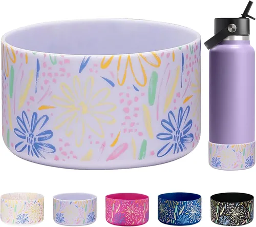 Vista 45 de WK IEASON Base protectora de silicona para botellas Hydro Flask de 12 a 24 onzas de ancho y boca estándar, funda antideslizante para accesorios de 2