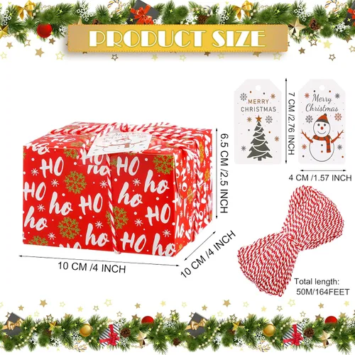 Vista 3 de Maxcheck Paquete de 100 cajas de galletas navideñas con ventana, 4 x 4 x 2.5 pulgadas, cajas de golosinas para panadería, dulces, recuerdos