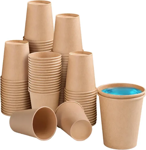 Vista 11 de BYSNOW Paquete de 200 vasos de papel kraft de 10 onzas, tazas de café de papel desechables, tazas de café marrones sin blanquear para bebidas
