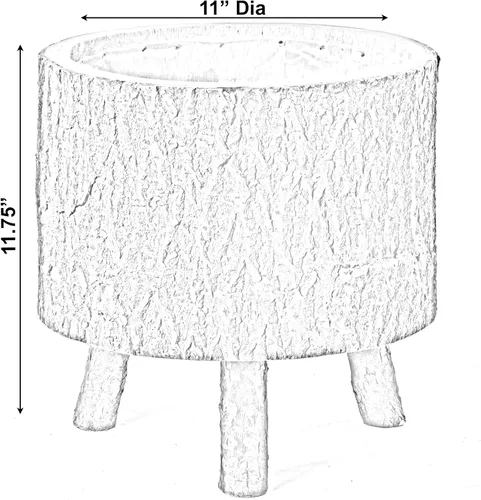 Vista 4 de Vintiquewise Tronco de madera con maceta de corteza con patas de rama de árbol pequeño
