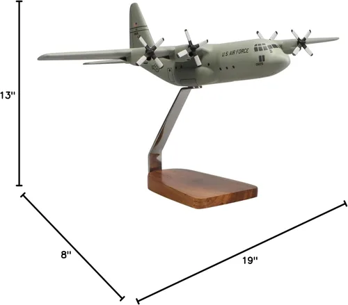 Vista 7 de Lockheed C-130H Hércules (gris) Escultura de caoba grande