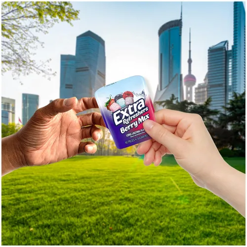 Vista 5 de EXTRA Refreshers Berry Mix - Goma de mascar sin azúcar, botella de 40